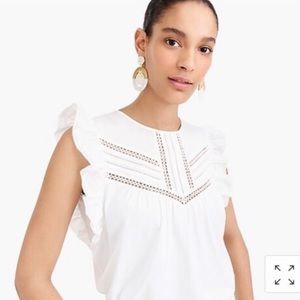 JCrew Point Sur Eyelet Flutter Sleeve Top